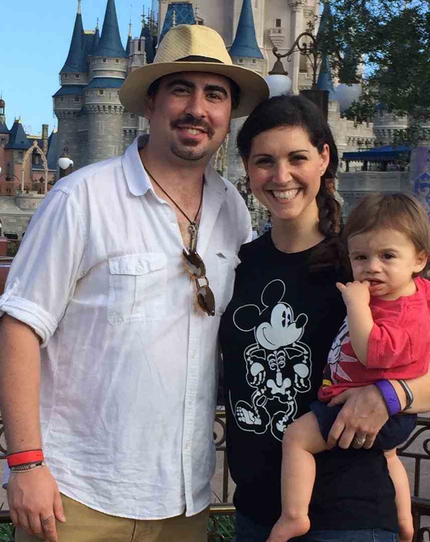 family of three at Disney World